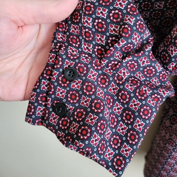 Chelsea & Theodore Womens Blouse Plus Size 2X Gray Burgundy Geometric Boho - Picture 5 of 9